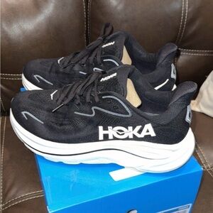 Hoka Men’s 10 2E Black and White Cushioned Athletic Sneakers